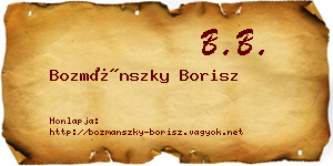 Bozmánszky Borisz névjegykártya